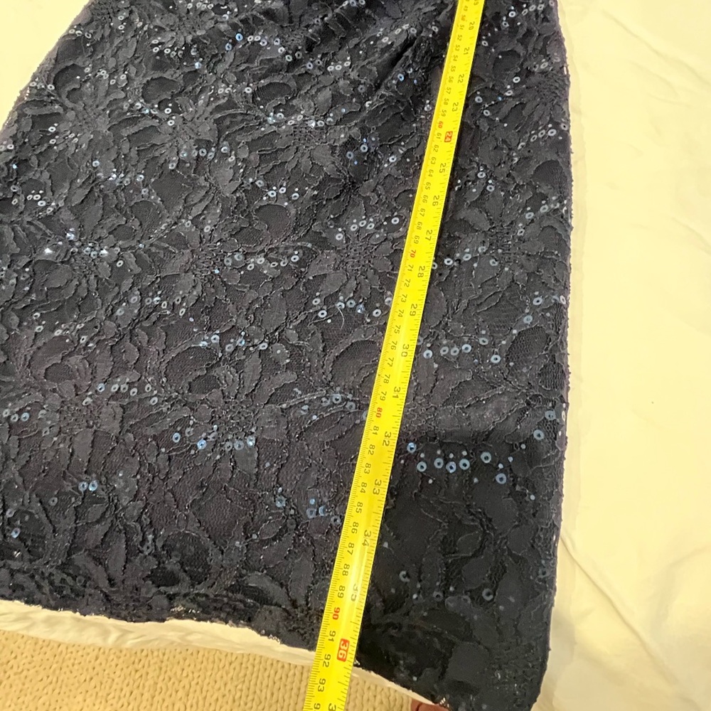 Jessica Howard Navy Blue Lace Dress fully Lined 3/4 Sleeve size 6 Petite - Picture 4 of 5